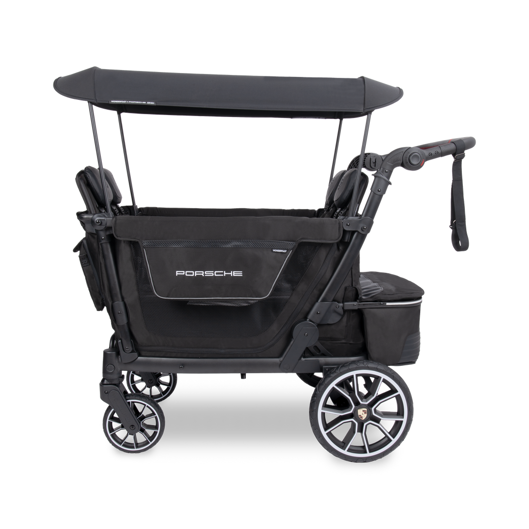 Special edition 4 seat wagon stroller: Wonderfold Porsche L4 Quad Stroller Wagon with UPF 50+ canopy