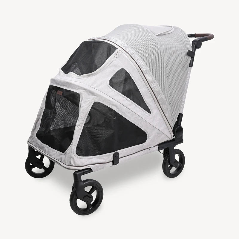 In light gray, Wonderfold Hudson Pet Stroller delivers style and function as a reliable dog stroller for daily outings