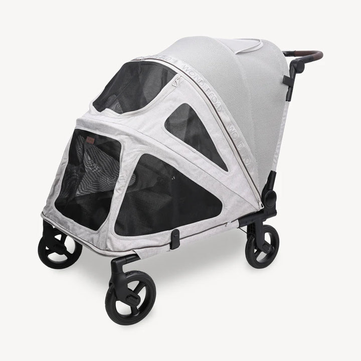 In light gray, Wonderfold Hudson Pet Stroller delivers style and function as a reliable dog stroller for daily outings