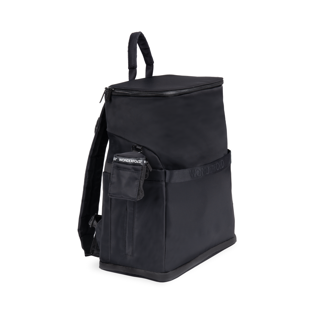 Diaper bag backpack with laptop sleeve: Wonderfold Aspen Backpack Black with insulated bottle pockets