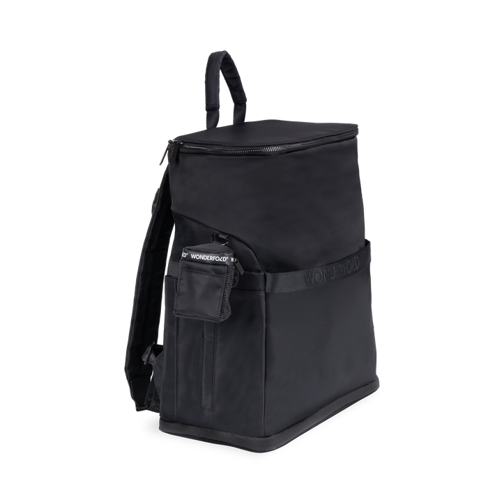 Diaper bag backpack with laptop sleeve: Wonderfold Aspen Backpack Black with insulated bottle pockets