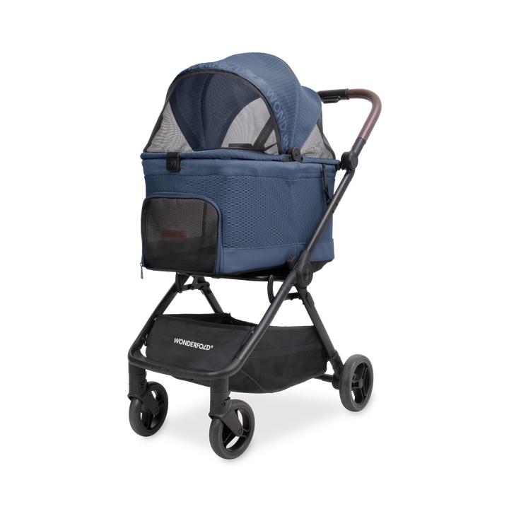 Harbor blue pet stroller: Wonderfold Bella Pet Stroller with dual safety tethers for dogs and cats