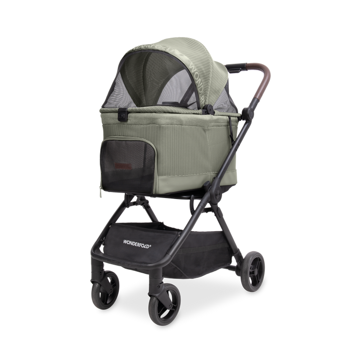 Wonderfold Bella Pet Stroller Moss green, a self-standing cat stroller with AutoFold