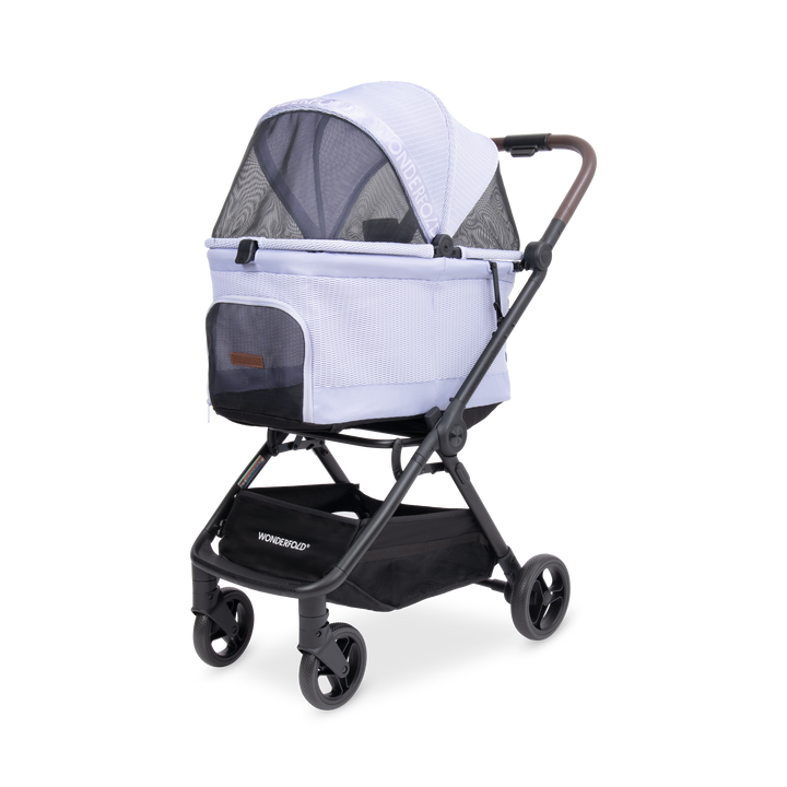 Lilac Wonderfold Bella Pet Stroller, a lightweight dog stroller for errands and travel
