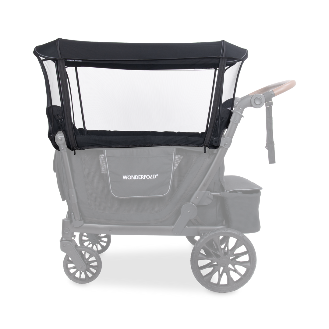 Mosquito net for wagon stroller: Wonderfold L4 model with zippered window for reaching kids