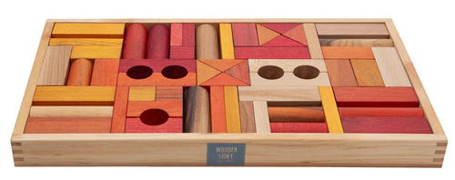 Warm Toned Wooden Story Wood Blocks in a Tray set, timeless wooden toy designed as one of the best toddler toys