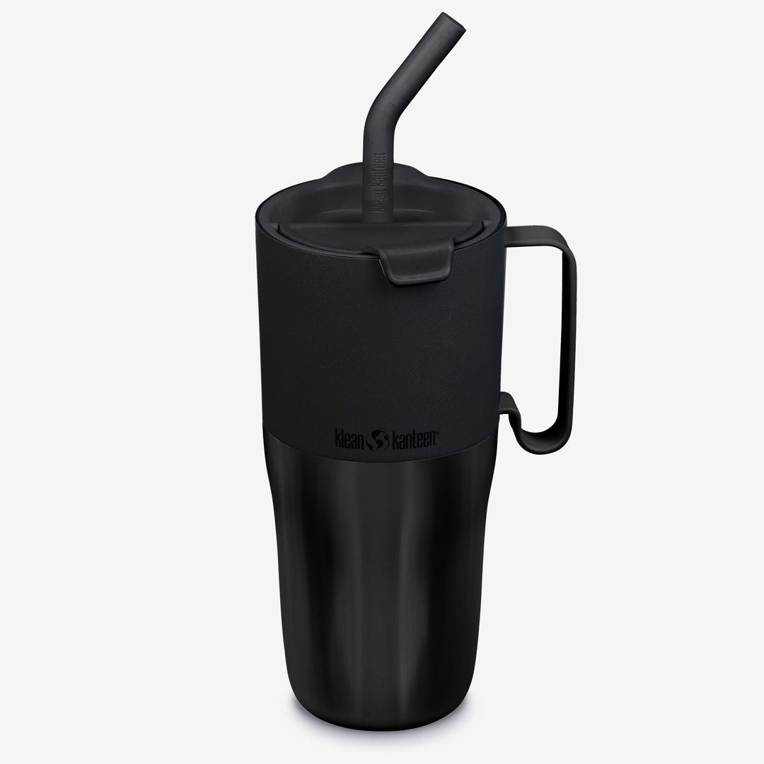 Sleek Klean Kanteen 26oz Rise Tumbler in Black with Straw Lid, insulated and no leak for on-the-go coffee or tea.