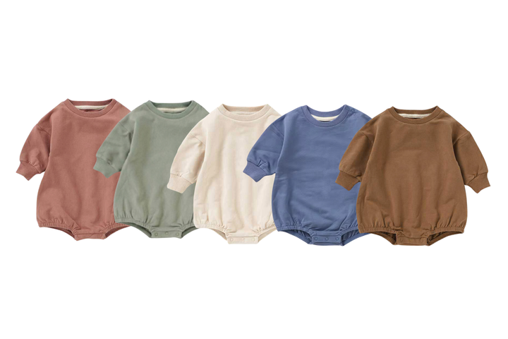 bebe and babe sweater bubble romper for babies in five different colors