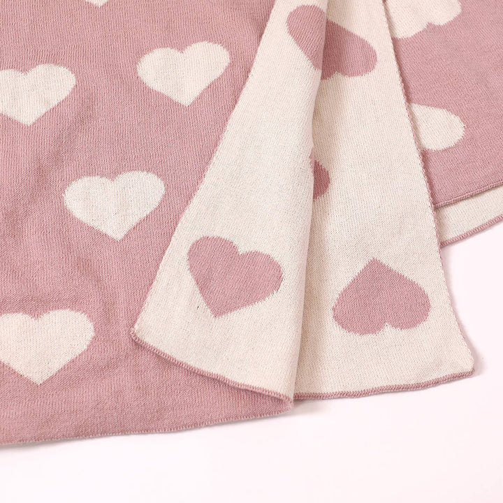 Viverano Organics Hearts Reversible Sweater Knit Baby Blanket, ideal newborn baby blankets for gentle comfort