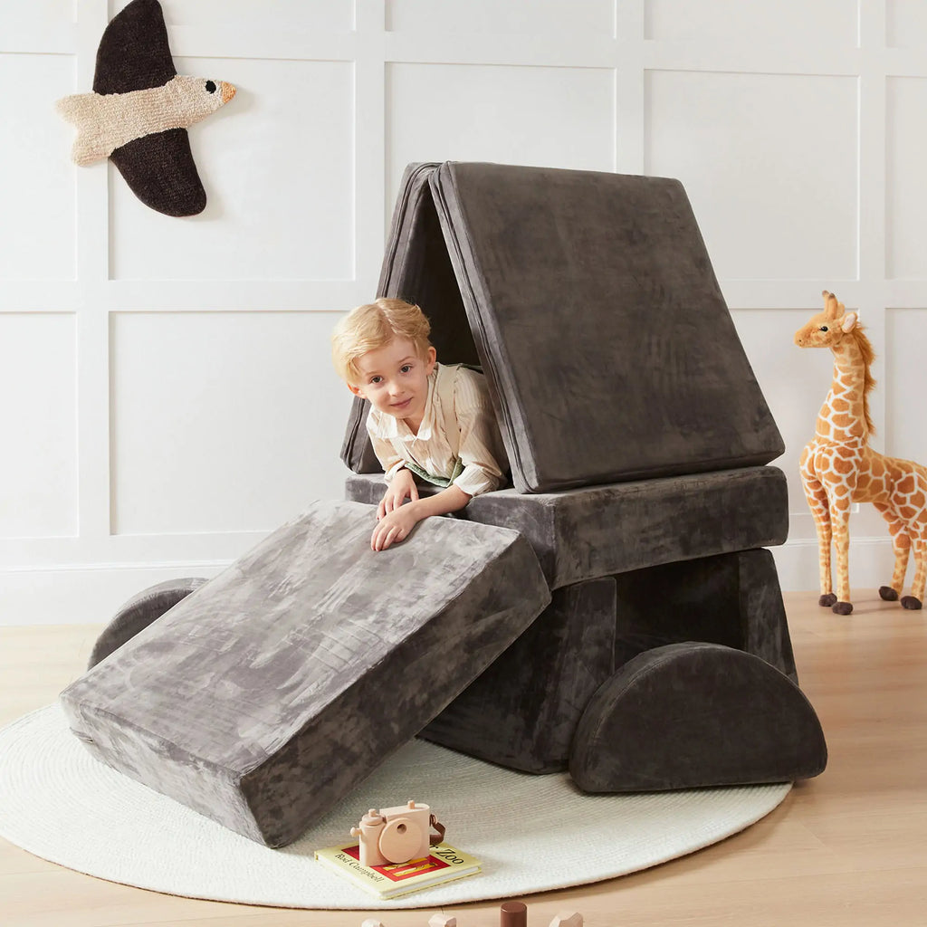 Tiny Land Anywhere Couch Modular Children's Couch in Charcoal