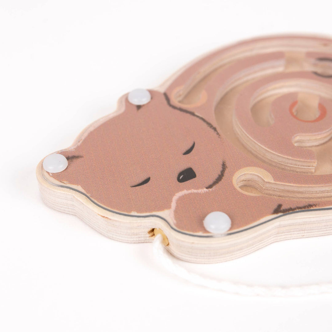 This bear shaped Egmont Mini Magnetic Color Maze sits alone against a plain white backdrop