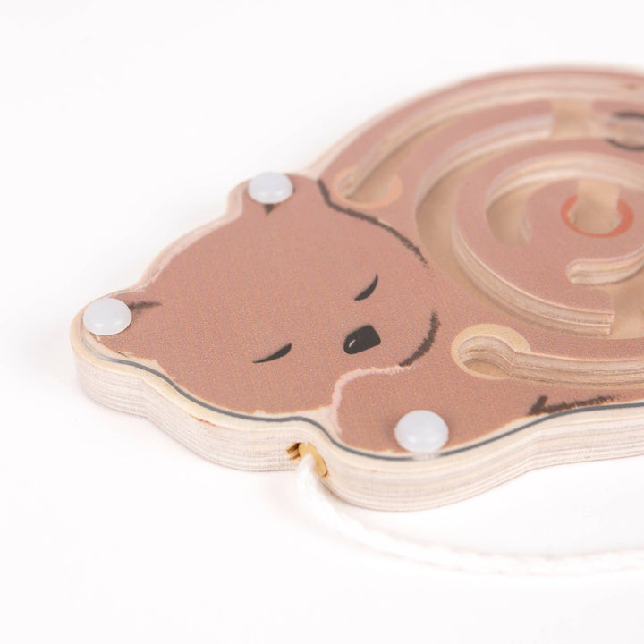 This bear shaped Egmont Mini Magnetic Color Maze sits alone against a plain white backdrop