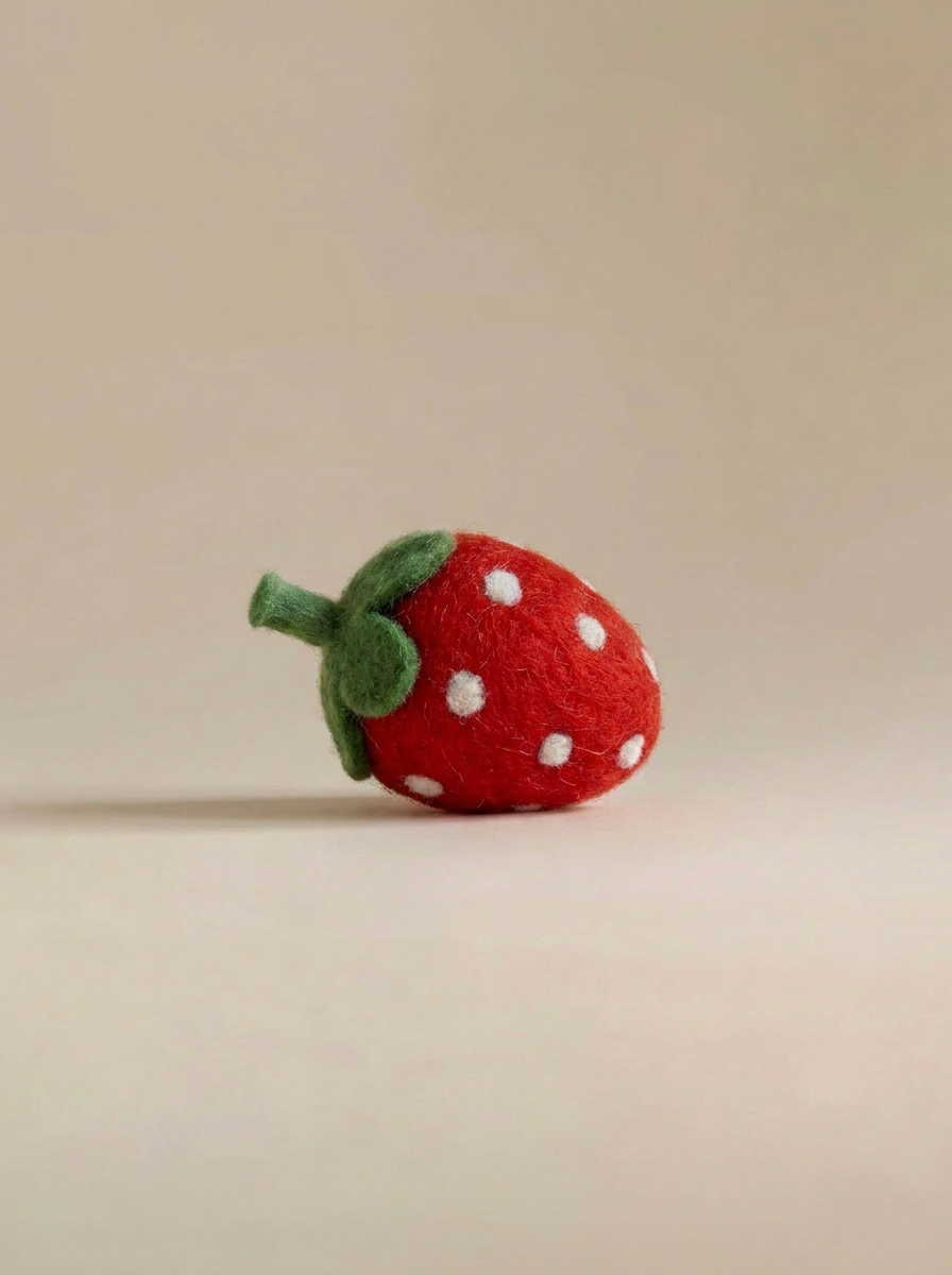 Kaddu Felt Strawberry Fruit Play Food, soft handmade wool toy for toddlers