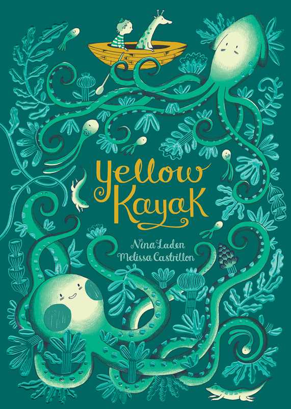 Simon & Schuster Yellow Kayak hardcover back cover featuring the boy and his best friend at sea