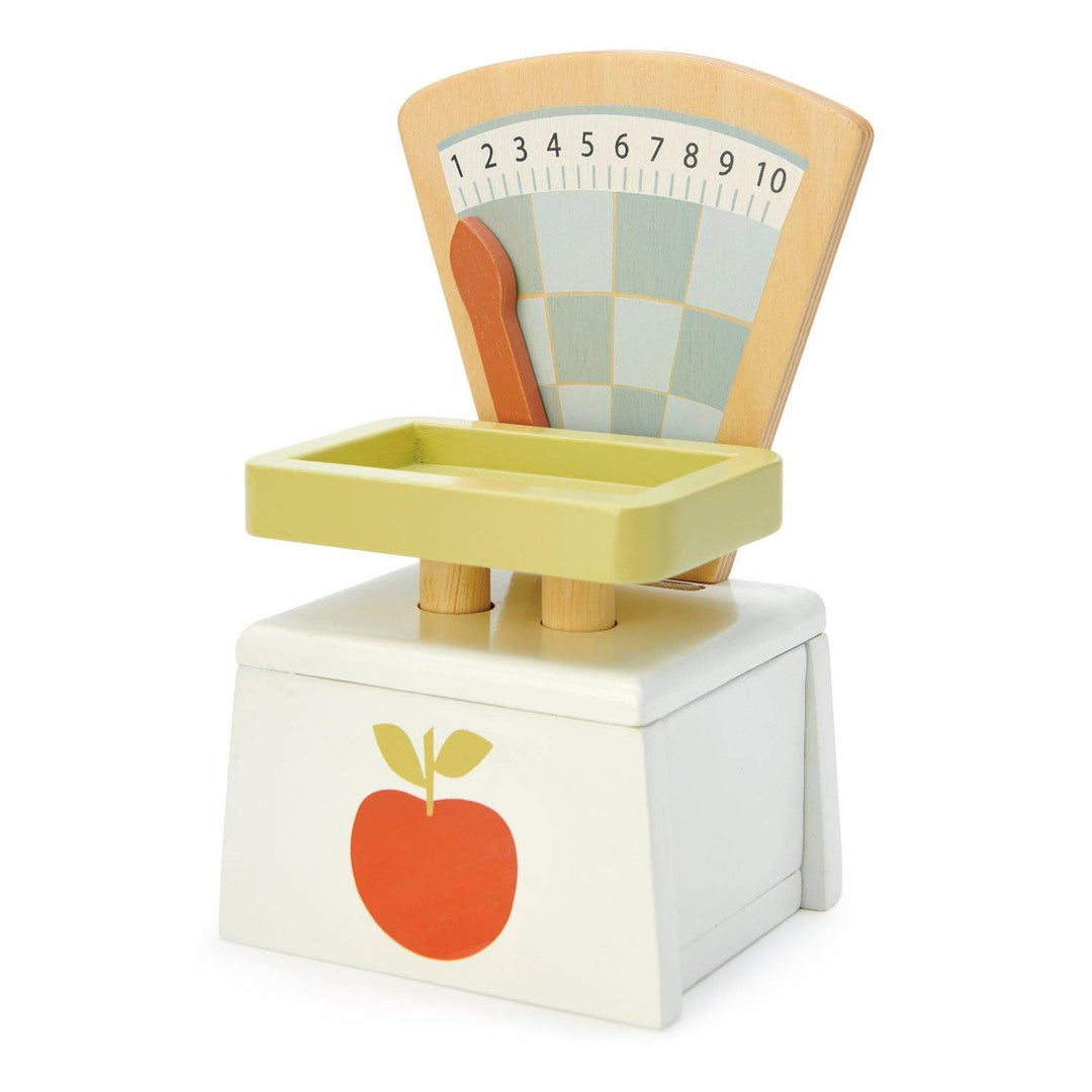 Tender Leaf Toys Market Scales wooden weighing toy displayed on a white background