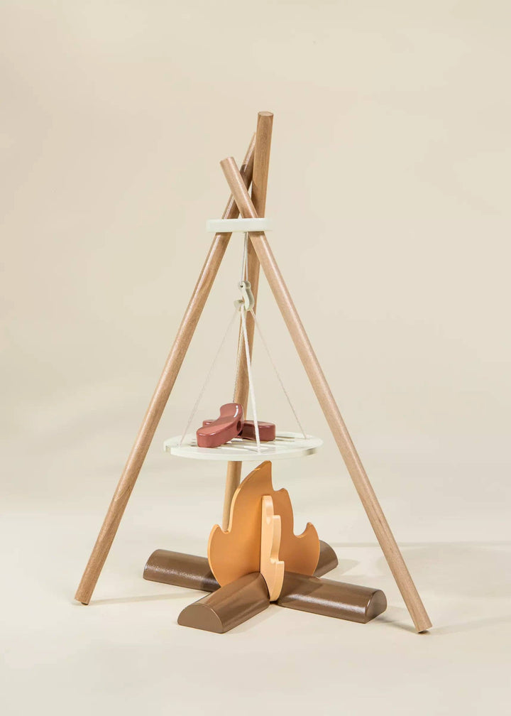 Campfire scenes come alive in the Coco Village Wooden Camping Playset in Multicolor, a delightful toddler toys favorite.