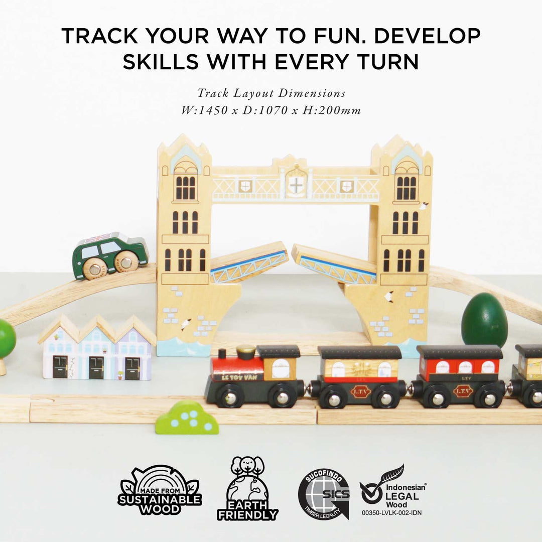 Creative playtime is easy with the Le Toy Van London Train Set, a wooden toy for toddlers.