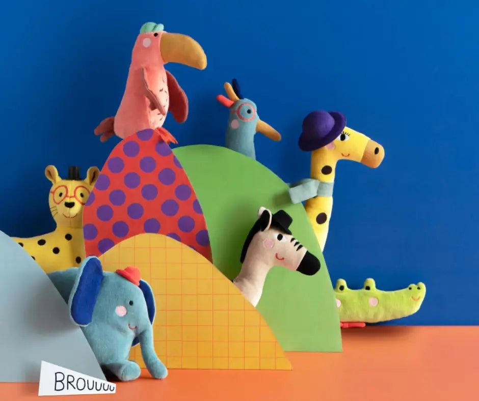 Giraffe Rattle The Toupitis Colorful toy animal rattles