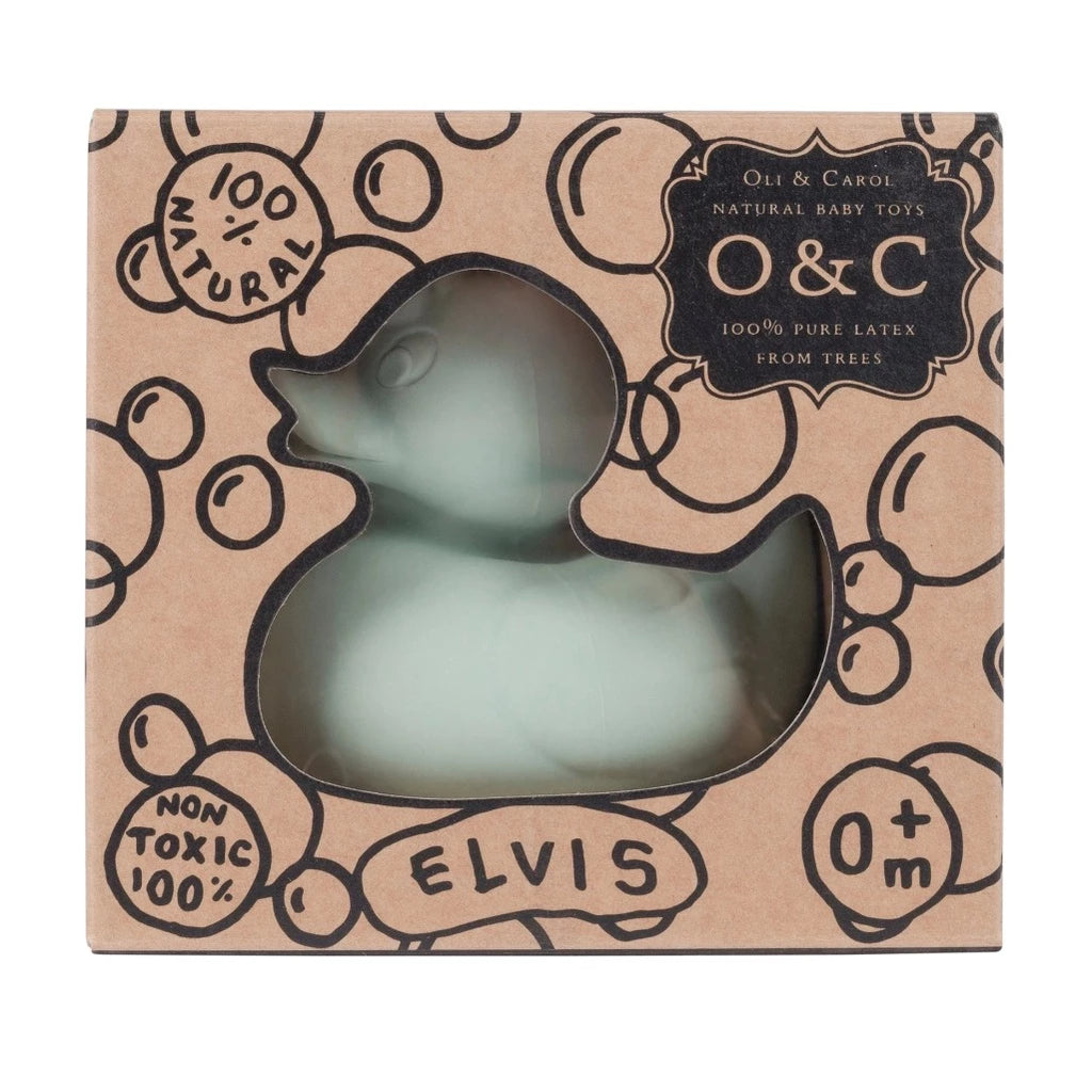 Oli & Carol Elvis Duck  in Mint 100% Natural Rubber Water Safe Toy bathtub toys