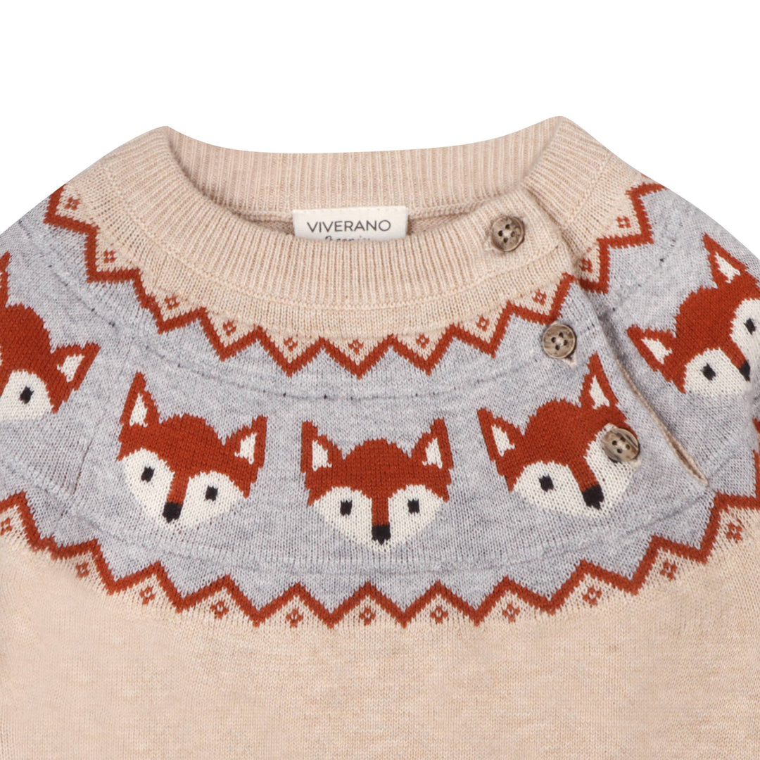 Collar of the Fox Jacquard Pullover Sweater by Viverano Organics