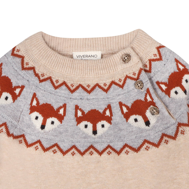 Collar of the Fox Jacquard Pullover Sweater by Viverano Organics