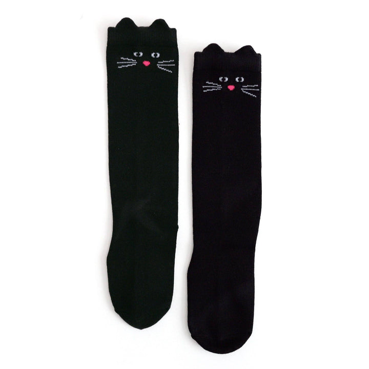 Girl wearing Little Stocking Co. Black Cat Knee High Socks with a pink tutu skirt and mary janes