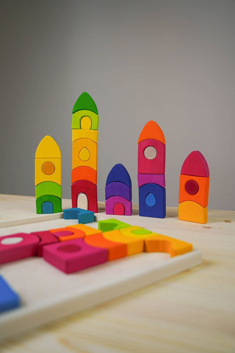 stack wooden baby city rainbow puzzle toy goki 