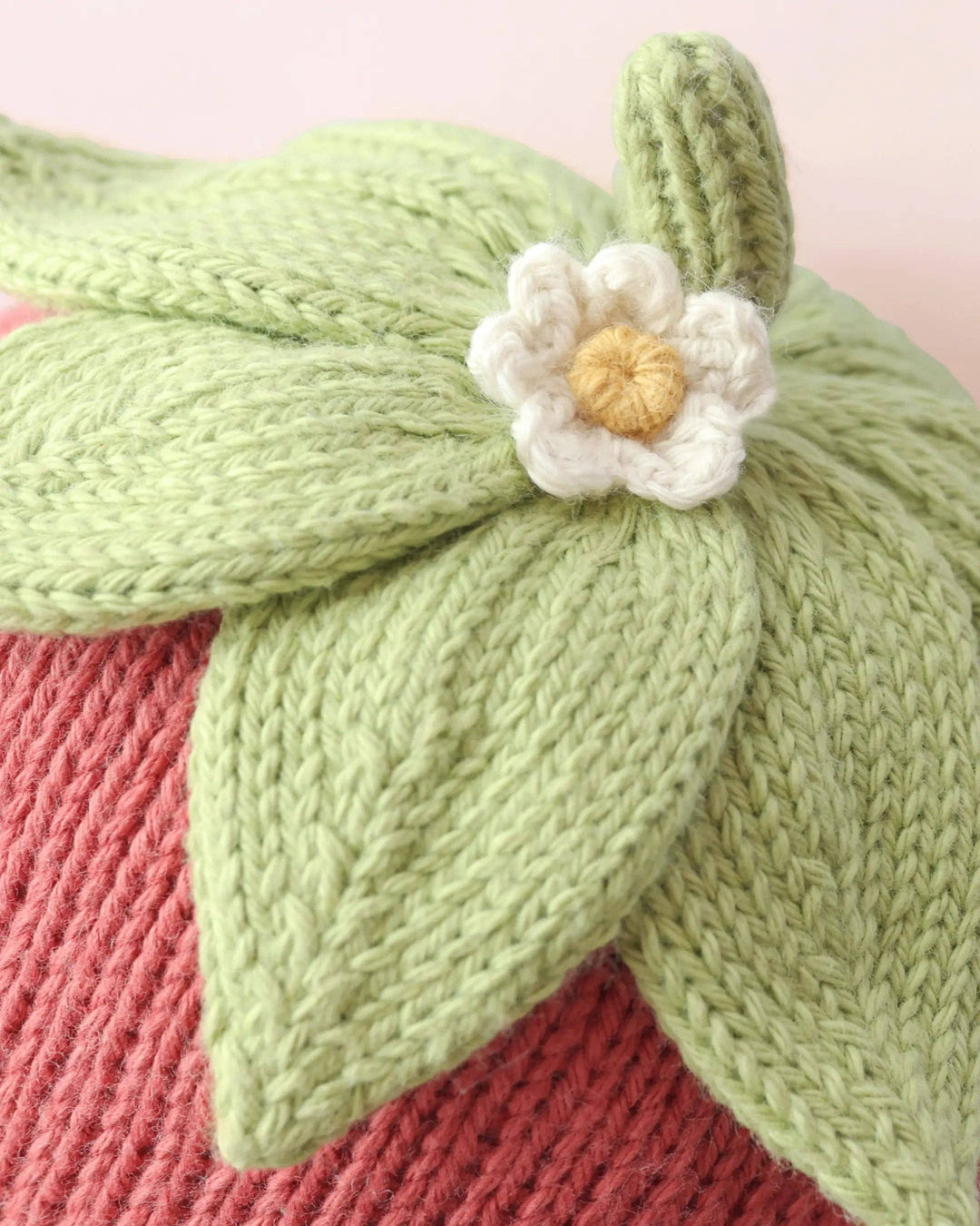 Cuddle + Kind Baby Strawberry, hand-knit strawberry plush toy for babies