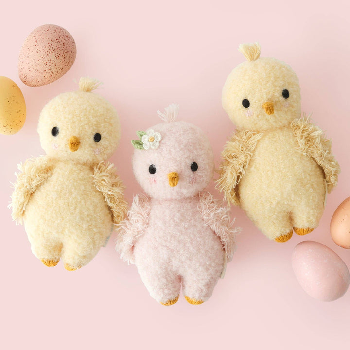 Bouclé yellow baby chick Cuddle + Kind — sustainably made hand-knit stuffed animal toy for children