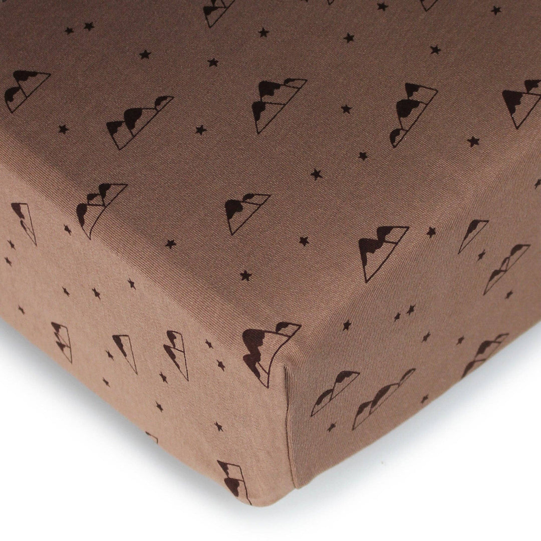 latte mountain beloved gots certified organic cotton crib sheet 