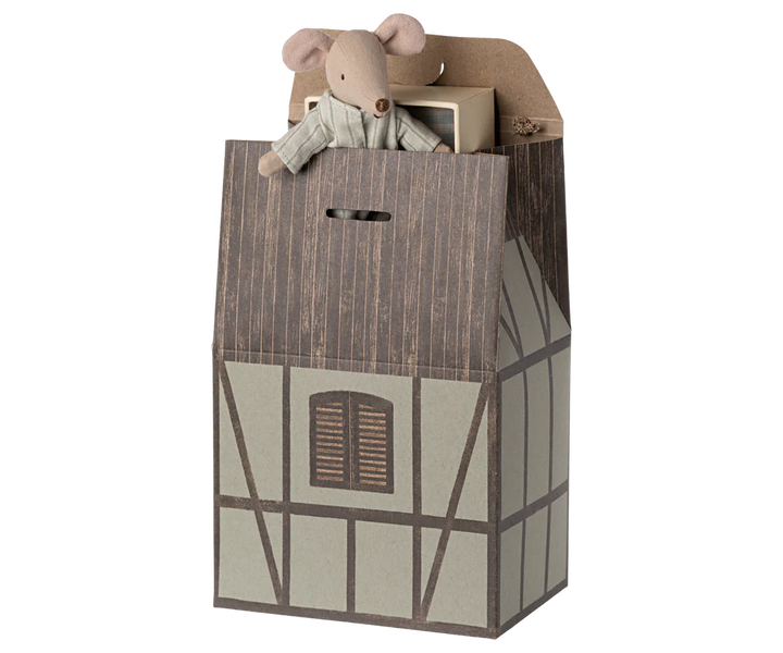 Dressed in the Maileg Queen Dress, Mum Mouse adds charm to any dollhouse scene