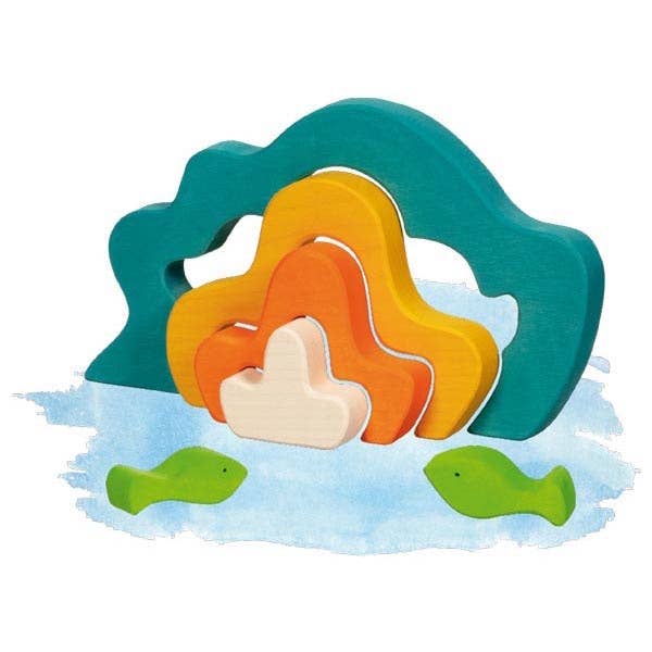 Handcrafted in rich ocean colors, the Goki Ocean Building Set offers safe and creative play.