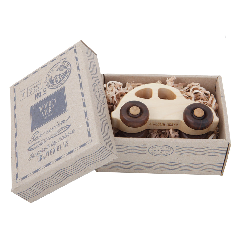 Wooden Montessori car toy for 1-year-olds by Wooden Story.
