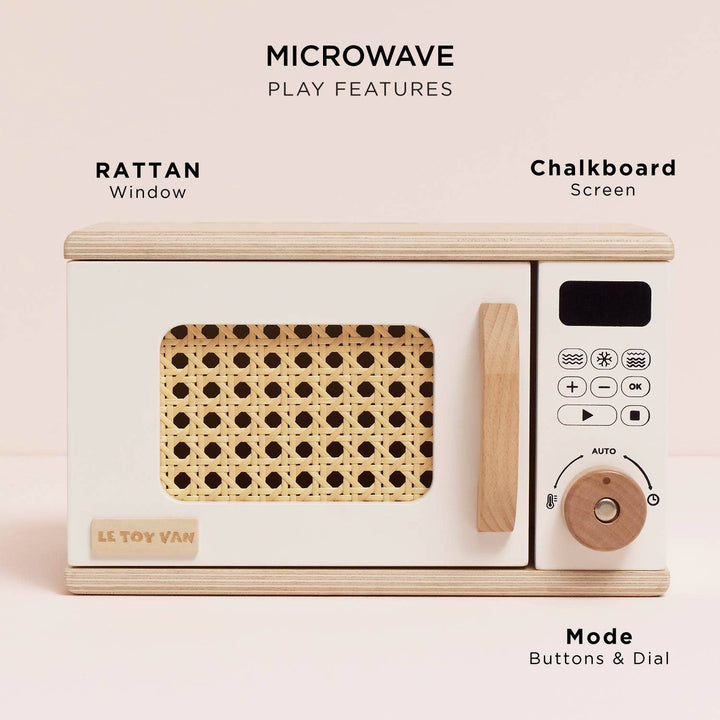 A wooden toy for children, the Le Toy Van Wooden Microwave encourages creative role-play.
