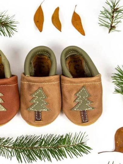 Starry Knight fir tree leather baby and toddler shoes