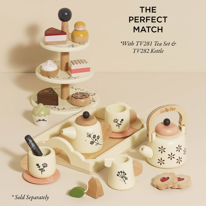 Kids toys delight: Le Toy Van Wooden Toy Cake Stand & Selection of 7 Eco-Friendly Treats encourages hands-on play