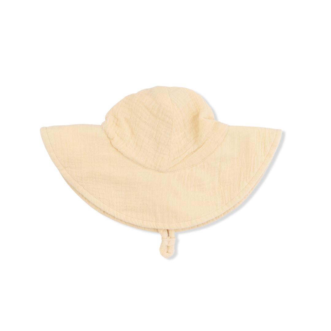 angel dear french muslin baby bucket hat in italian straw color 