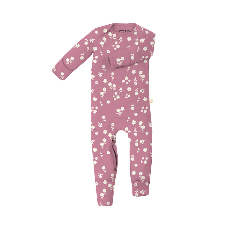Gunamuna Convertible Baby Pajamas in Mini Floral, ideal baby bamboo pajamas for infants.