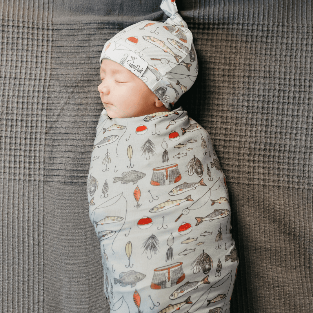 Copper Pearl Trout Knit Swaddle Blanket — soft newborn receiving blanket for baby