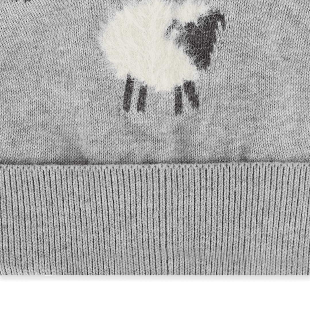 Furry Sheep Knit Round Baby Beanie (Organic Cotton)