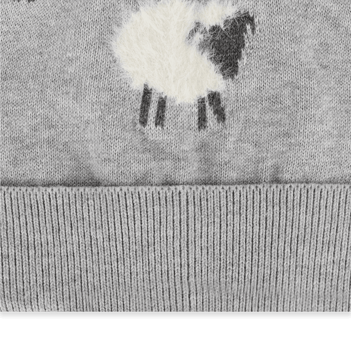 Furry Sheep Knit Round Baby Beanie (Organic Cotton)