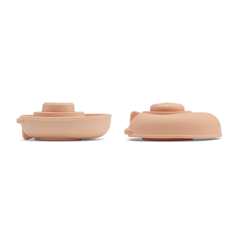 Plantoys Farm Rubber Convertible Boat in pastel orange, perfect as fun and safe bath toys for toddlers.