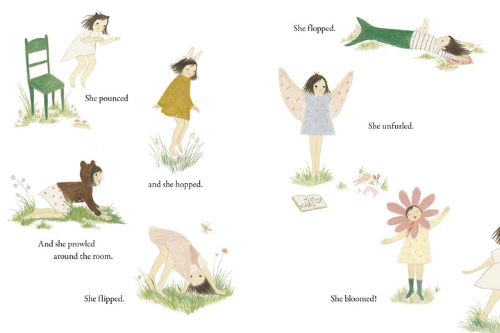Playful spot art of a wild child and animal friends inside Penguin Random House The Wildest Thing, a read aloud favorite
