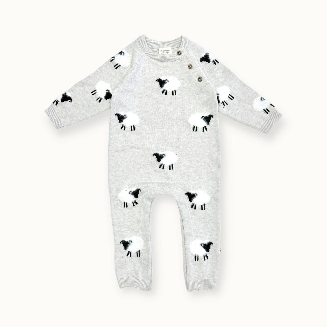 Snuggle your baby in the Viverano Organics Furry Sheep Onesie, perfect baby onesies for naps or playtime.