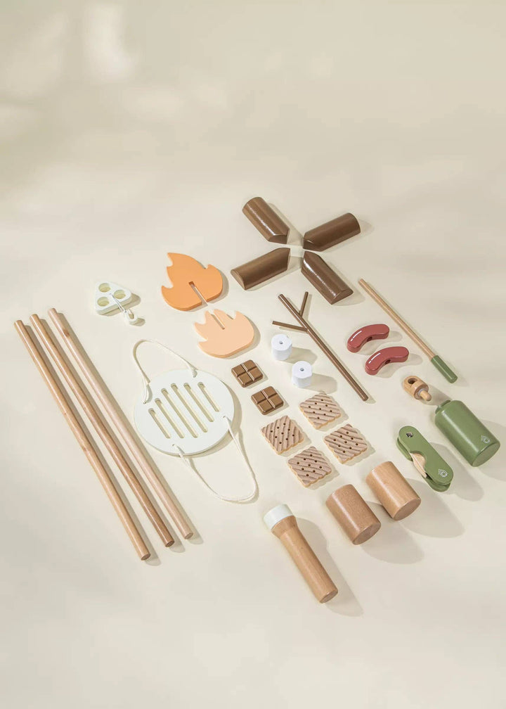 Explore the outdoors indoors with the Coco Village Wooden Camping Playset in Multicolor, made for imaginative developmental toy moments.