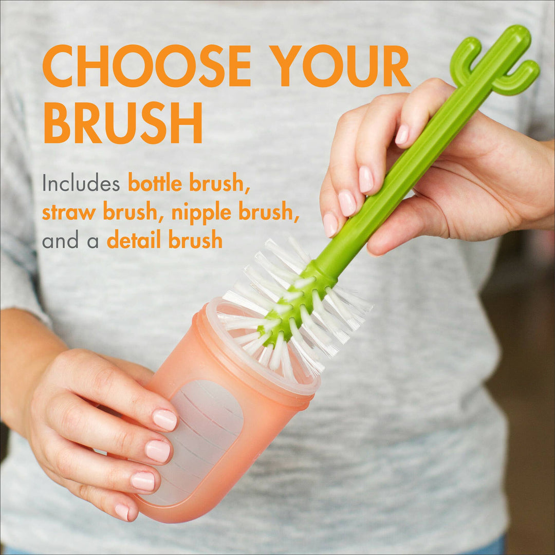 Green Cacti bottle cleaning brush set by Boon, four brushes for every feeding part