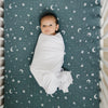 Night Sky Muslin Crib Sheet by Mebie Baby, crib sheets for a modern nursery