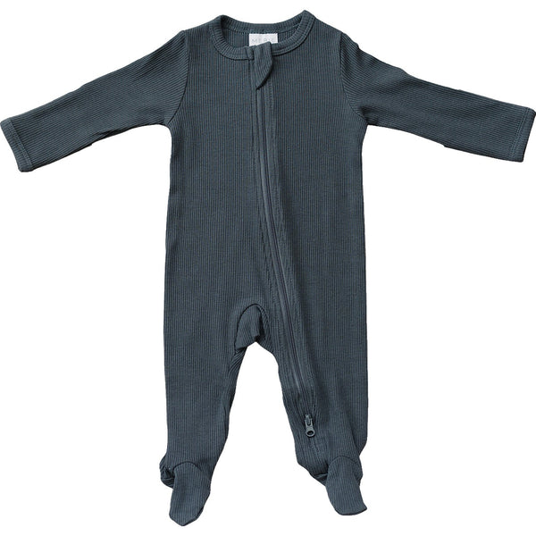 Mebie baby charcoal organic cotton ribbed zipper