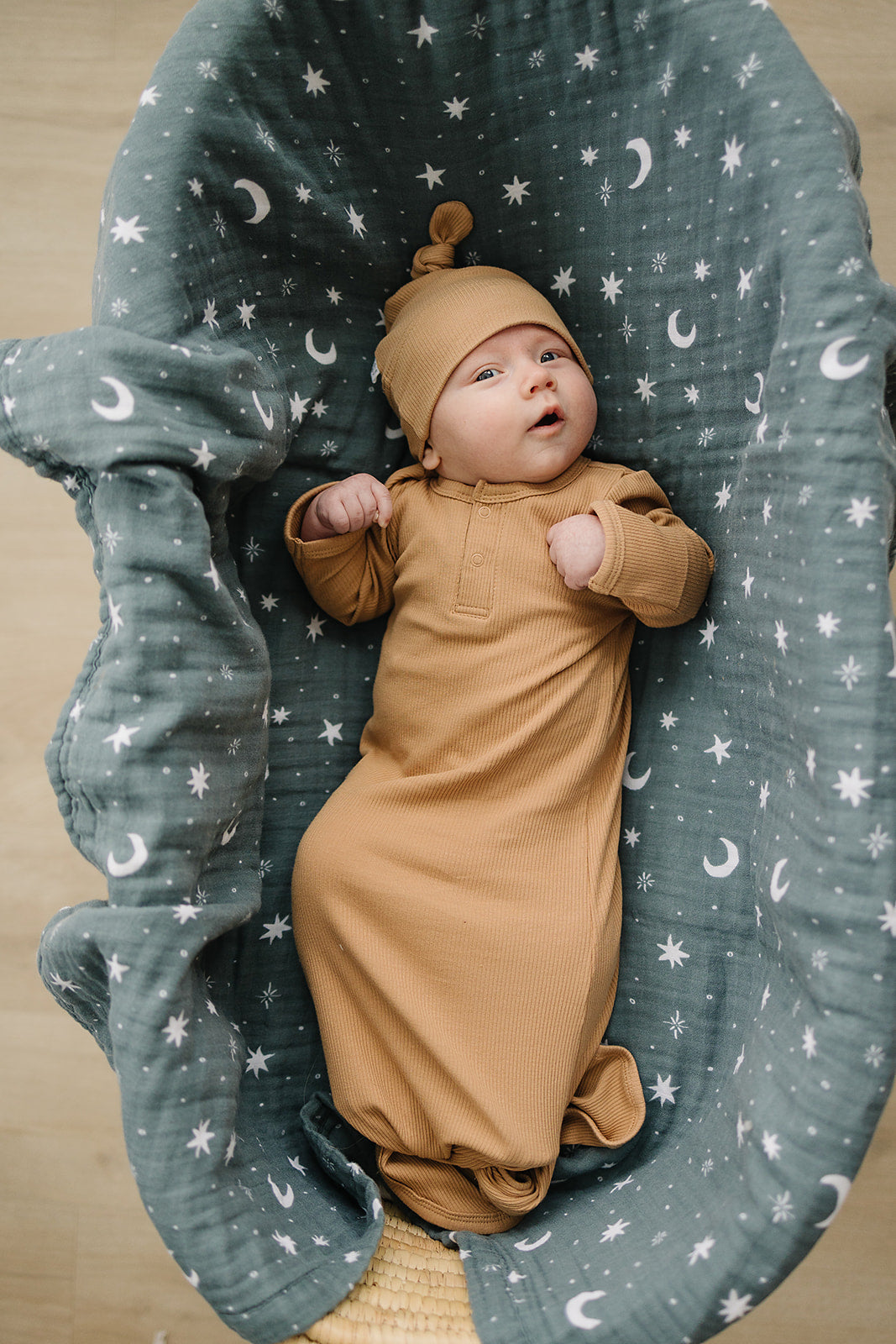 Cafe brown knotted sleep sack for newborns from mebie baby