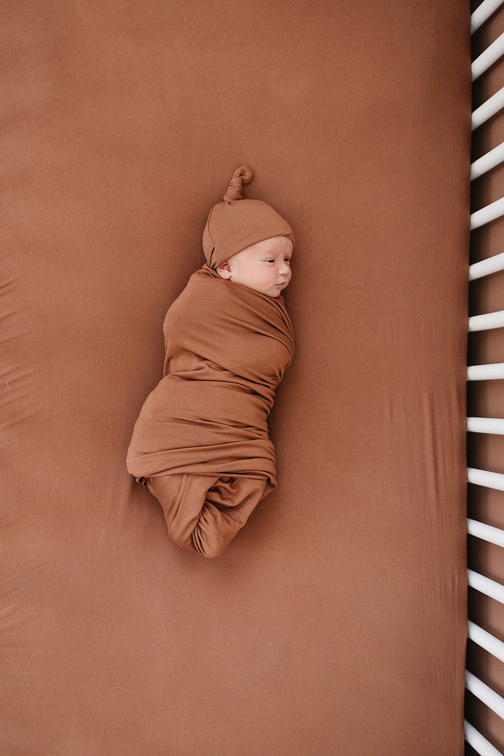 Rust Bamboo Crib Sheet by Mebie Baby ultra-soft and stylish baby sheets for cribs